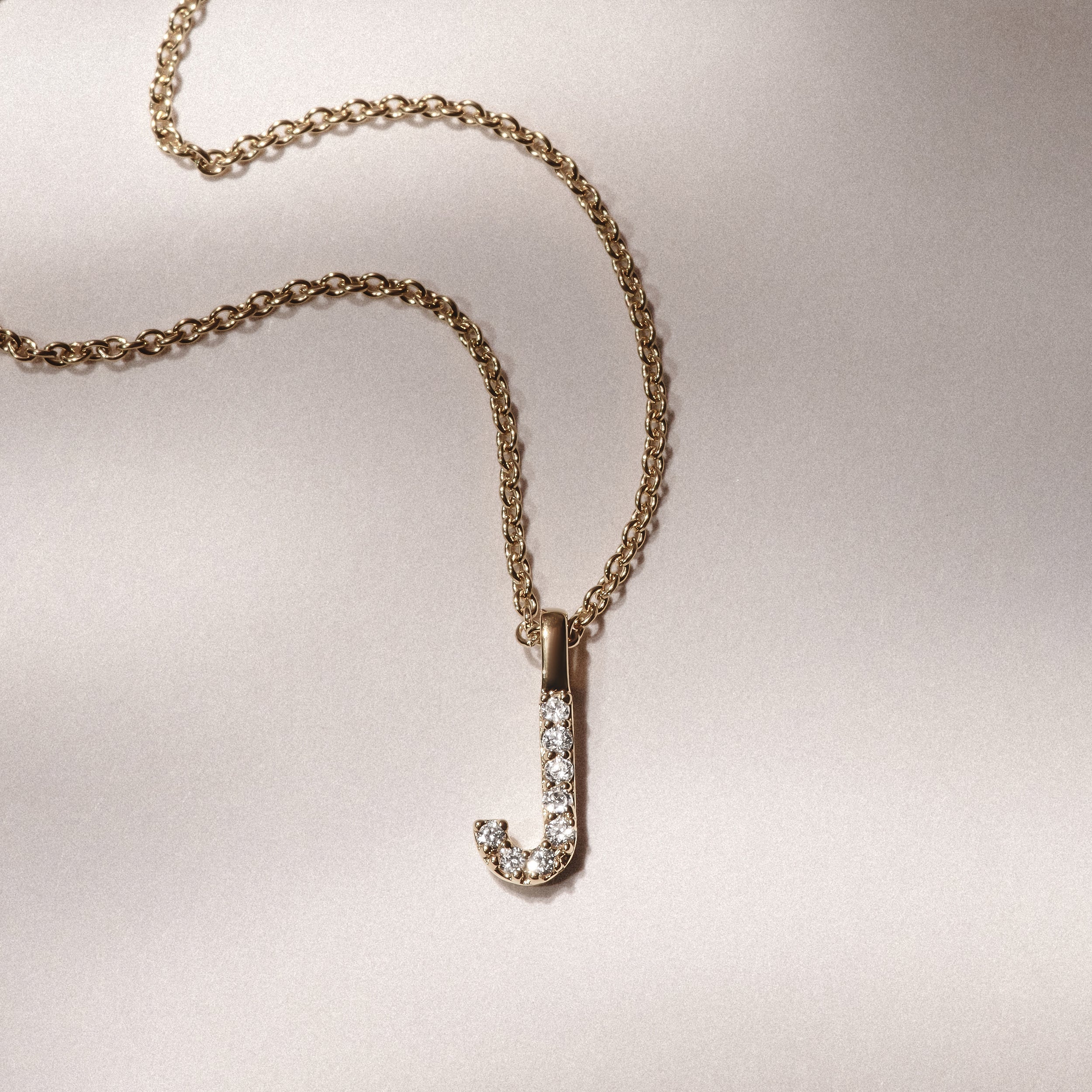 Love Letter Initial J Lab Diamond Necklace set in 9K Yellow Gold